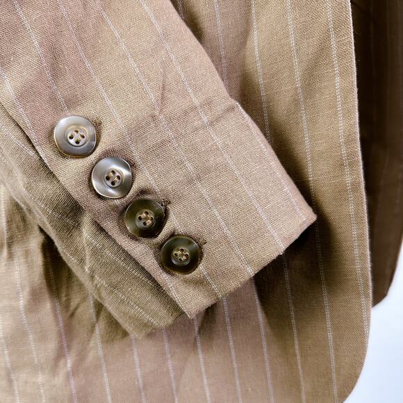 Nicholas Charlee Pinstripe Oversized Linen Blazer Career Caramel Tan size 2 NWT - Picture 6 of 12
